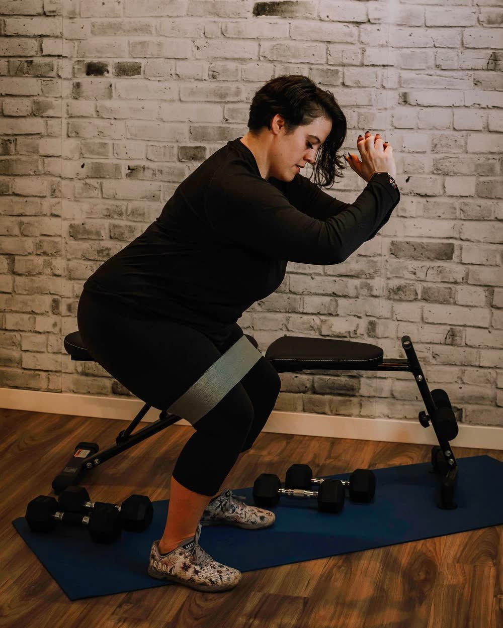 Jenna training with weights